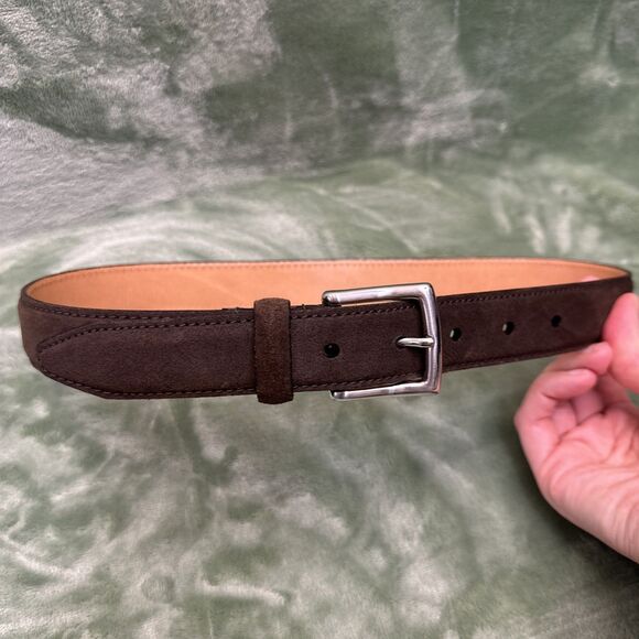 THURSDAY EVERYDAY Belt Yth Sz 26 Matte Brown Suede Leather Dress Western 1 1/8”W - Picture 3 of 7